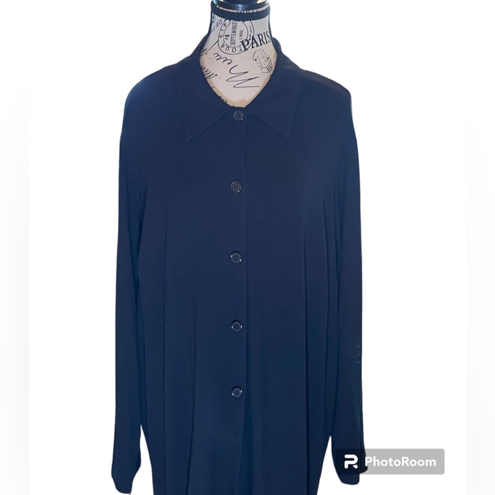 Karen Kane Long Sleeve Collared Button Down Black Jacket Women’s Plus Size 2X